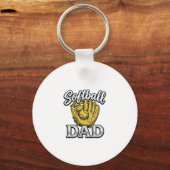 Softbal Vader Vintage Handschoen Shirt Ontwerp_1 Sleutelhanger (Voorkant)