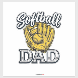Softbal Vader Vintage Handschoen Shirt Ontwerp_1 Sticker