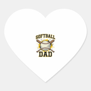 Softbal vader vintage varsity gekruiste slaghouten hart sticker
