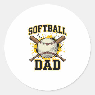 Softbal Vader Vintage Varsity Gekruiste Slaghouten Ronde Sticker
