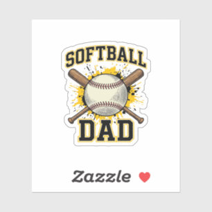 Softbal Vader Vintage Varsity Gekruiste Slaghouten Sticker