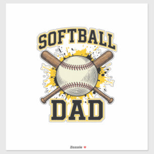 Softbal Vader Vintage Varsity Gekruiste Slaghouten Sticker