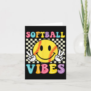 Softbal Vibes Softbal Retro Groovy Game Day Girl Kaart