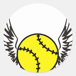 softbal vleugels ronde sticker