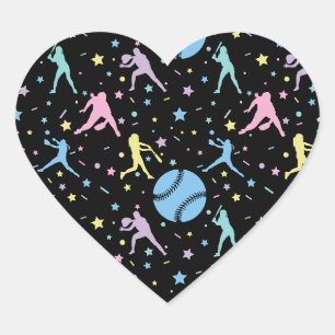 Softbal voor meisjes - Vrouwelijke spelers met ste Hart Sticker