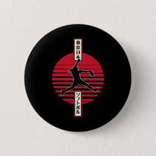 Softbal Vrouwen Kampioenschap Japanse Stijl Kanji Ronde Button 5,7 Cm