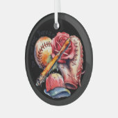 Softbal Zomer Glas Ornament (Voorkant links)