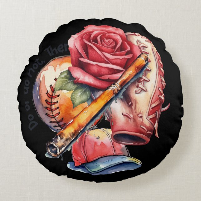 Softbal Zomer Rond Kussen (Voorkant)