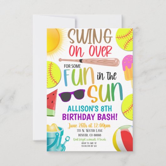 Softbal Zomerfeest Uitnodiging (Voorkant)