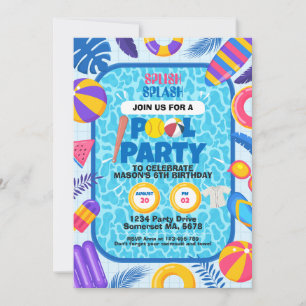 Softbal Zwembad Feest Verjaardag Kaart