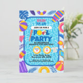 Softbal Zwembad Feest Verjaardag Kaart (Staand voorkant)
