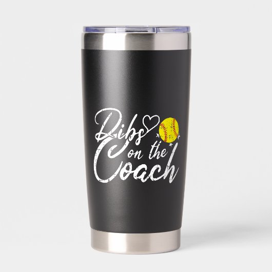 Softbalcoach Vrouw Dibs op de Coach Geïsoleerde Drinkbeker (Voorkant)