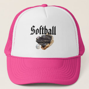 Softbalhandschoenen en logo, trucker pet