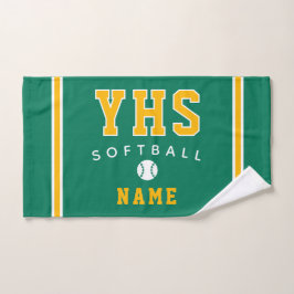 Softbalicoon, aangepaste naam & school, teamcadeau handdoek