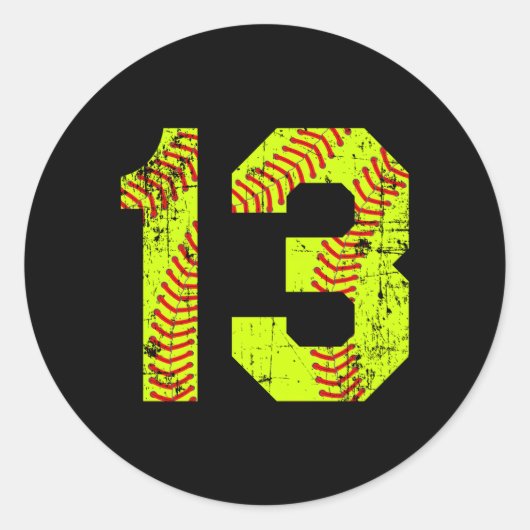 Softball 13 Jersey nummer Ronde Sticker (Voorkant)