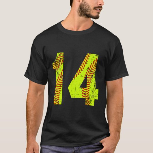Softball 14 Jersey nummer T-shirt (Voorkant)