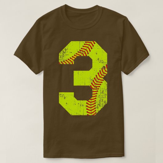  Softball 3 Jersey Number T-shirt (Design voorkant)