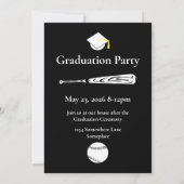 Softball 3 Photo Black Graduation Flat Card (Achterkant)
