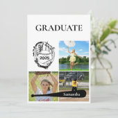 Softball 3 Photo Collage Wit Afstuderen Aankondiging (Staand voorkant)