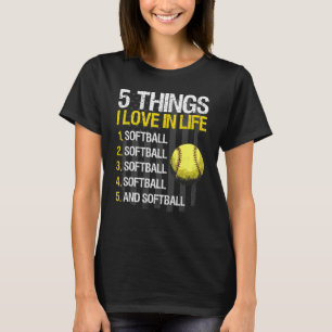 Softball 5 dingen waar ik van hou in Live USA Flag T-shirt