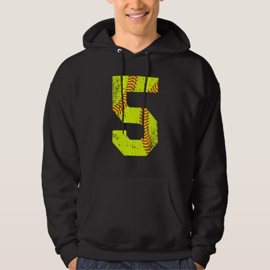  Softball 5 Jersey nummer Hoodie (Voorkant)