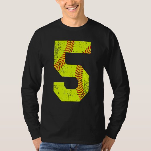 Softball 5 Jersey nummer T-shirt (Voorkant)