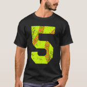 Softball 5 Jersey nummer T-shirt (Voorkant)