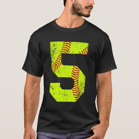 Softball 5 Jersey nummer T-shirt (Voorkant)