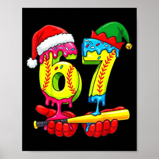 Softball 67 Ice Cream Drip Six Seven Boys Funny Ch Poster (Voorkant)