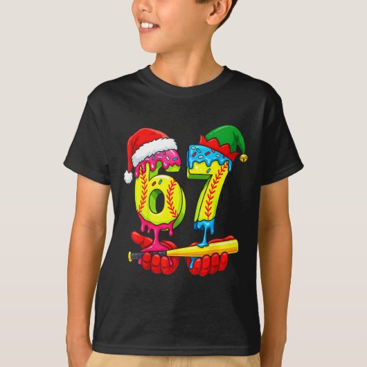Softball 67 Ice Cream Drip Six Seven Boys Funny Ch T-shirt (Voorkant)