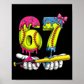 Softball 67 Ice Cream Drip Six Seven Boys Funny Me Poster (Voorkant)