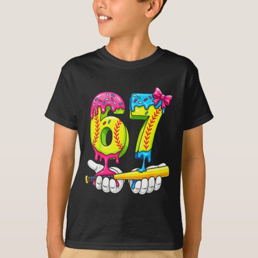 Softball 67 Ice Cream Drip Six Seven Boys Funny Me T-shirt (Voorkant)