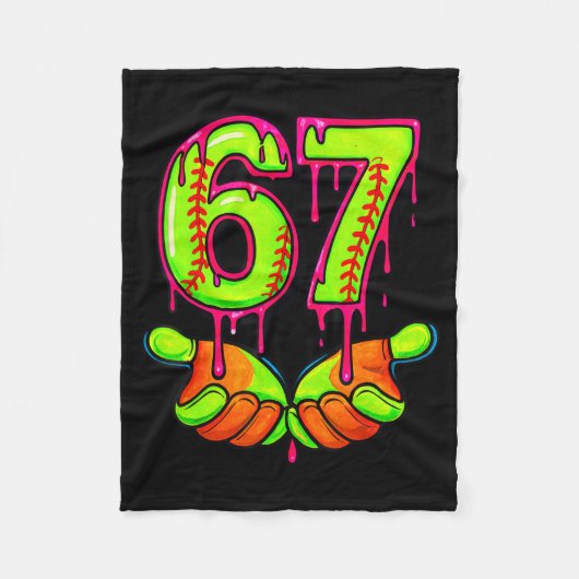 Softball 67 Six Seven Funny Gen Alpha Meme Drip Te Fleece Deken (Voorkant)