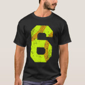 Softball 6 Jersey nummer T-shirt (Voorkant)