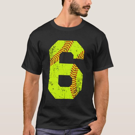 Softball 6 Jersey nummer T-shirt (Voorkant)
