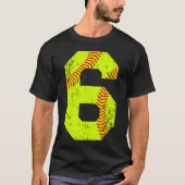 Softball 6 Jersey nummer T-shirt (Voorkant)