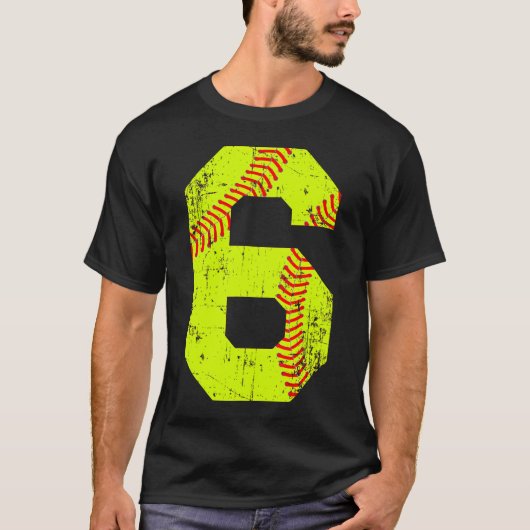 Softball 6 Jersey nummer T-shirt (Voorkant)