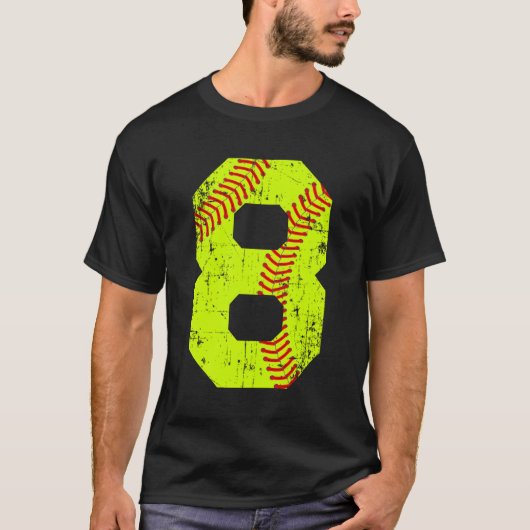 Softball 8 Jersey nummer T-shirt (Voorkant)