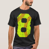 Softball 8 Jersey nummer T-shirt (Voorkant)