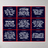 Softball 9 Citaat Collage in Rood, Wit en Blauw Poster (Voorkant)