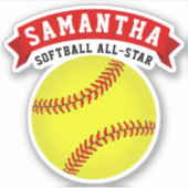 Softball All-Star Naam Sticker (Voorkant)