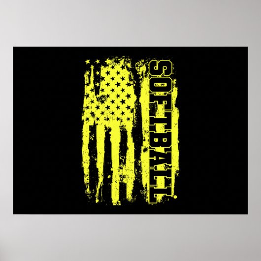 Softball American Flag Softball Player Poster (Voorkant)