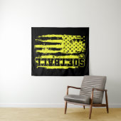 Softball American Flag Softball Player Wandkleed (In Situ (horizontaal))