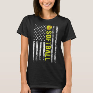 Softball Amerikaanse vlag Softbal Team T-shirt