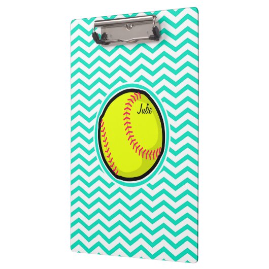 Softball; Aqua Green Chevron Klembord (Links)