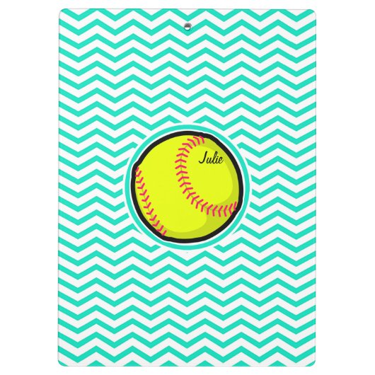 Softball; Aqua Green Chevron Klembord (Achterkant)
