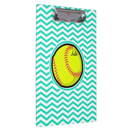 Softball; Aqua Green Chevron Klembord (Rechts)