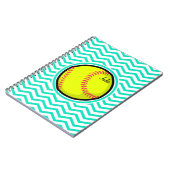 Softball; Aqua Green Chevron Notitieboek (Linkerzijde)