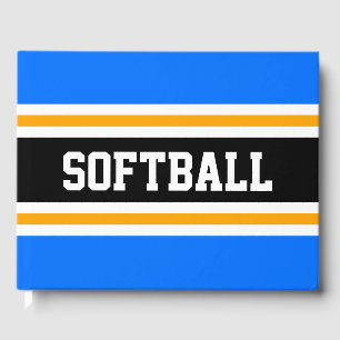 SOFTBALL Athletic Helderblauw Geel Zwart Strepen Gastenboek