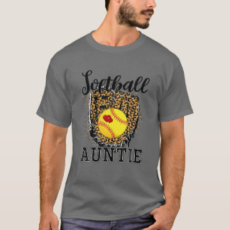 Softball Auntie Leopard Game Day Aunt Mother Softb T-shirt